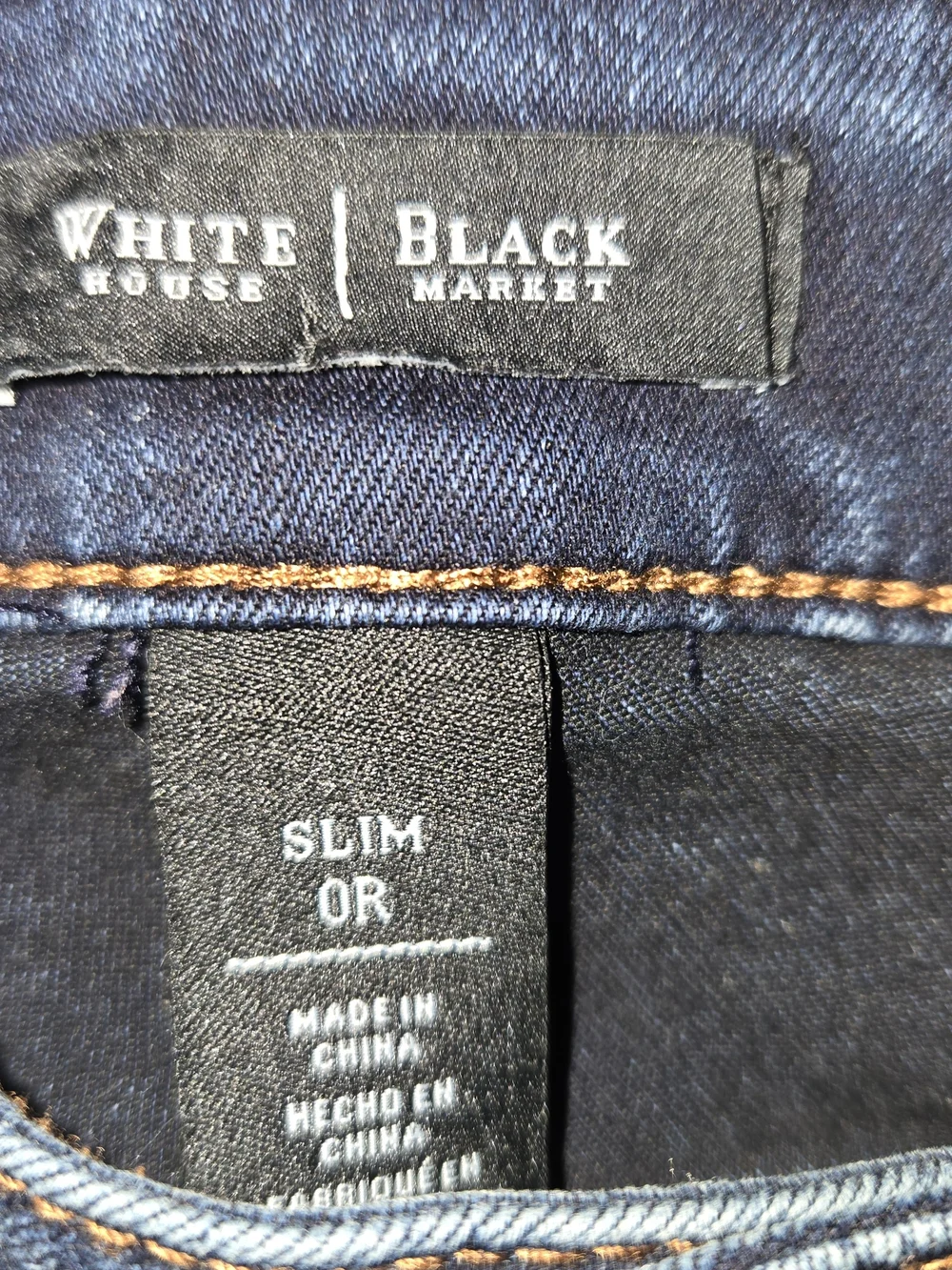 White House Black Market Dark Washed Denim Slim Jeans with Tan Stitching Size XS - Picture 3 of 11